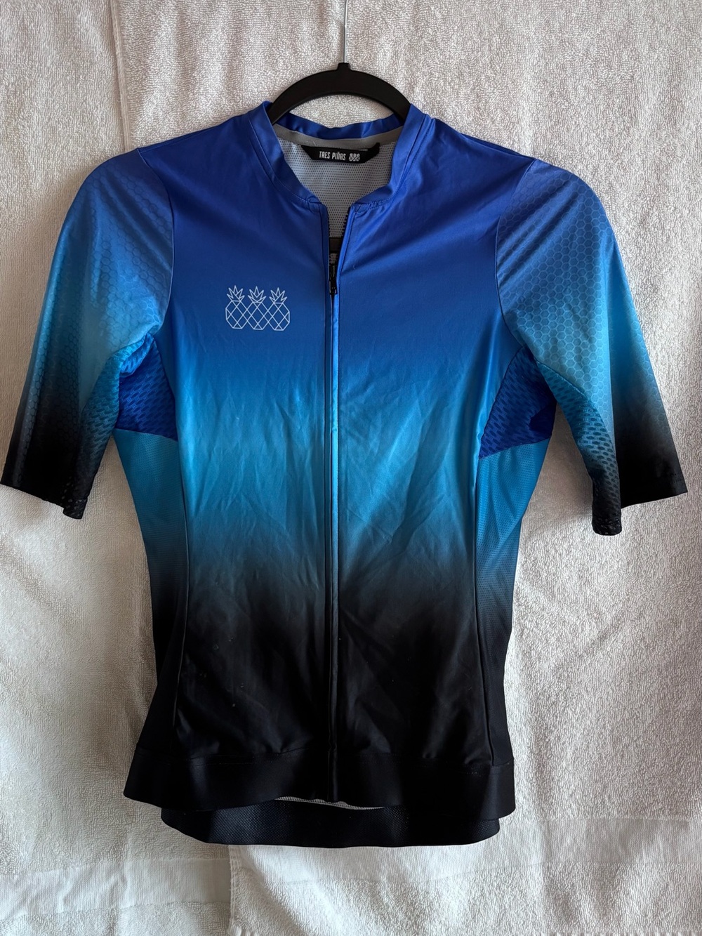 Women’s Gradient Blue & Black Cycling Jersey with Pineapple Logo
